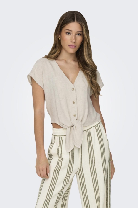 Only onlsiesta ss knot lin bl shirt pnt